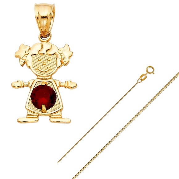 14KY January Girl Pendant With 0.6 mm Box Chain